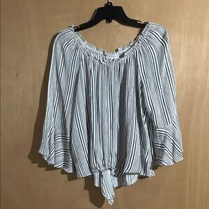 AB Studio Striped Black and White Women's Top